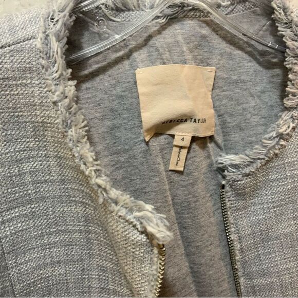 Rebecca Taylor Slub Suiting Jacket - Dove Grey - Size 4 - Picture 5 of 9